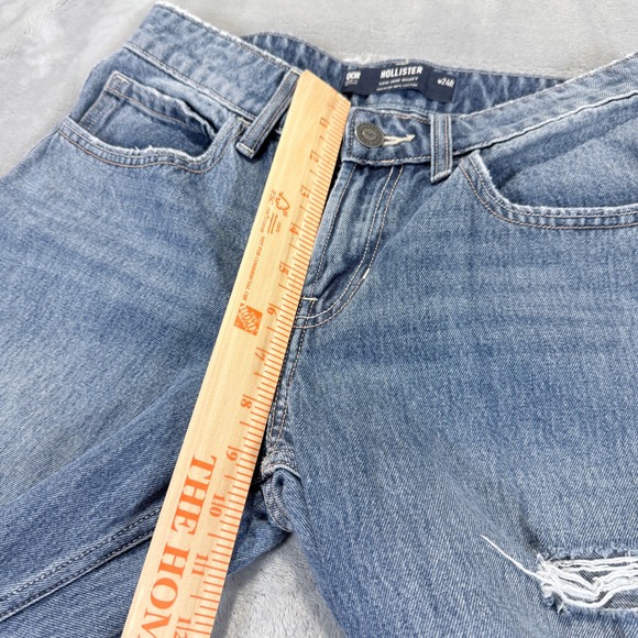 Hollister Low-Rise Baggy Distressed Jeans W24R Medium Wash Ripped Wide Leg 00R - Picture 9 of 10
